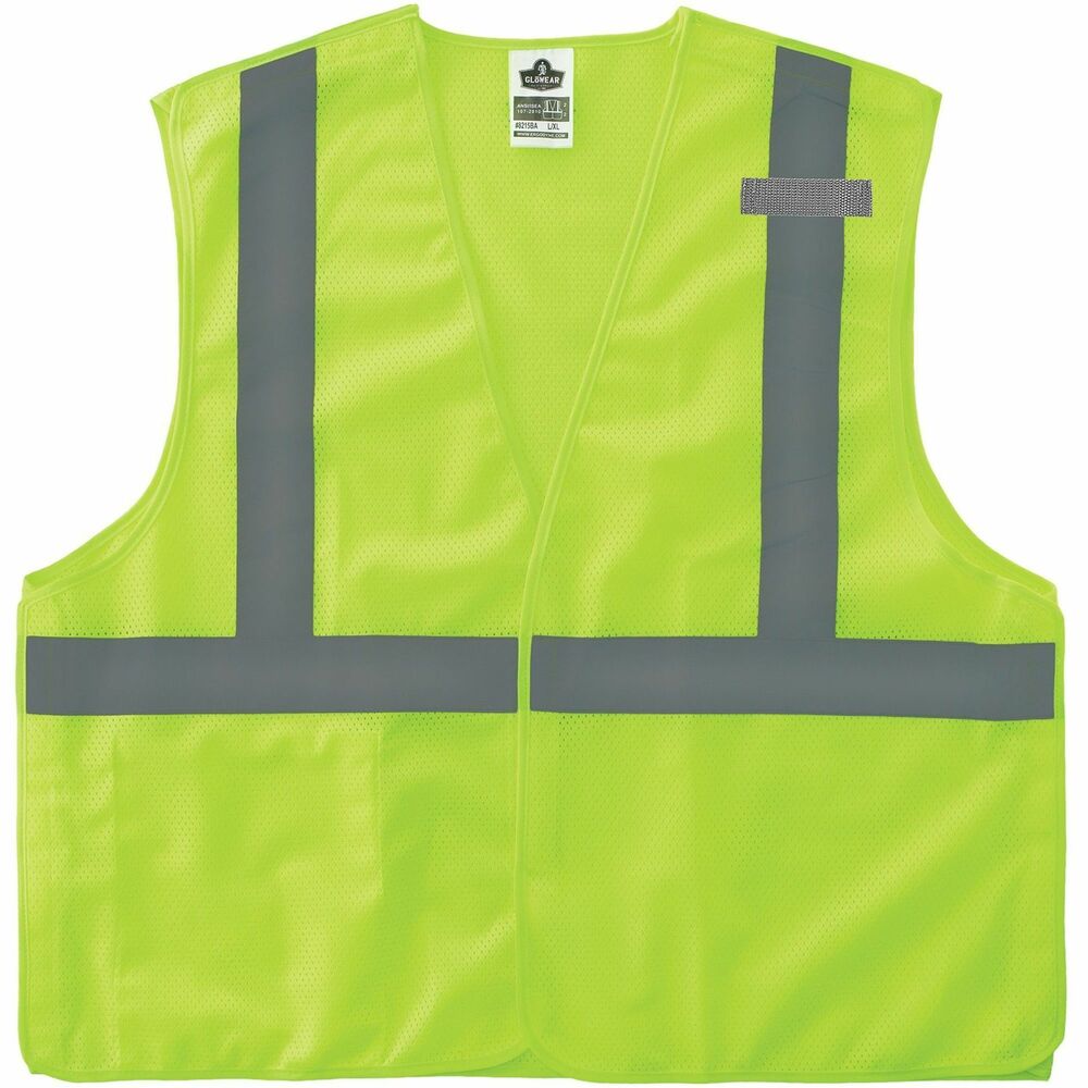 EGO24548 - GloWear Type R Class 2 Breakaway Mesh Vest combines protection, job-specific performance, innovation and style. Polyester mesh in an eye-catching fluorescent color is highly visible and ANSI/ISEA 107-2015, Type R Class 2 compliant with 2" reflective tape for low-light visibility. Design includes breakaway hook-and-loop closures on the shoulders and sides for safety around snag hazards and moving parts. Machine-washable, breathable mesh fabric is lightweight, weighing only 3.3 oz. Lower interior pocket offers storage for essentials such as pens and notepads. MIC tab offers convenient radio access. Single sizing lets you order your exact size for optimal fit. Tip: Select one size down from your normal T-shirt size. GloWear 8216BA-S Vest is great for road construction, utility crews, survey crews, construction, railway workers, baggage handlers, emergency response and warehousing/distribution. 4X size fits torsos up to 67" wide and offers a 30" long center back.