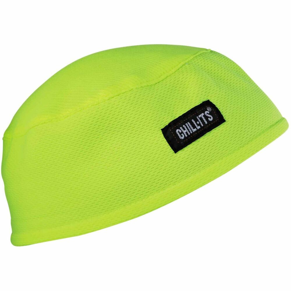 EGO12505 - 6630 Skull Cap is a low-profile cap featuring a wide, absorbent, terry cloth sweatband to manage perspiration away from your eyes, face and glasses. Hi-Cool moisture-management fabric is stretchy enough to fit most heads and can be worn under a hard hat or on its own to provide sun-blocking protection. Cap is great for construction workers, landscapers, roofers and more. Wear this skull cap to reduce the risk of heat stress while mountain biking, motorcycling, gardening, hiking, playing sports and more. High-visibility lime increases visibility in low-light environments.