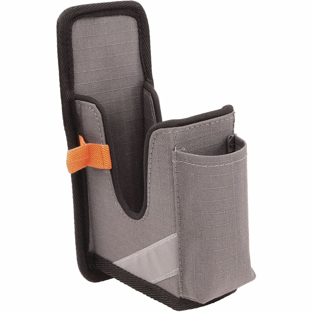 EGO19182 - 5541 Bar-code Scanner Holster with Belt Clip prevents costly drops or losses by keeping bar-code scanners securely and conveniently accessible. It fits a variety of gun-grip mobile computers such as bar-code scanners, UPC scanners, inventorying scanners and more. Small size holds a scanner measuring 3" x 10" x 2". Strong, metal belt clip quickly and easily attaches to belts, waistbands, harnesses and equipment. Abrasion-resistant ripstop polyester outlasts the harshest environments. Two pockets and two elastic loops hold markers, box cutters and other small hand tools. Contoured, ergonomic design fits naturally along the waist for comfortable, all-day wear. Handwash with mild soap and then air-dry.