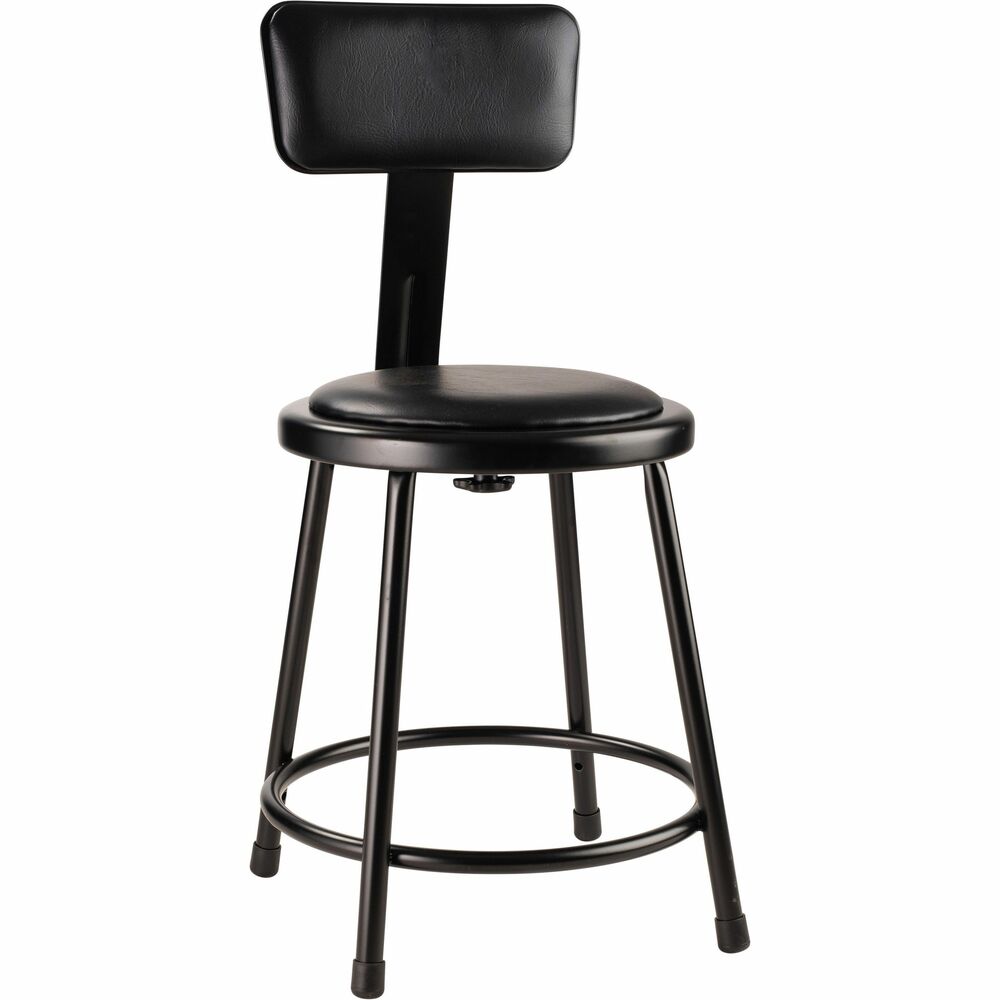 NPS6418B10 - The fortified construction and soft comfort of the 6400-10 Series Heavy-Duty Padded Stools with backrests are ideal for hands-on educational settings like art rooms, science labs, home economics or shop classrooms. This reliable stool features a sturdy frame made from 18-gauge steel tubing securely welded to a 14"-diameter seat pan. Riveted through the steel pan is 0.5" -thick black vinyl cushioning that provides years of dependable use. The footrest ring is securely bonded to each leg with four spotwell contact points. Padded adjustable backrests can be moved 2" up/down and forward/back. 