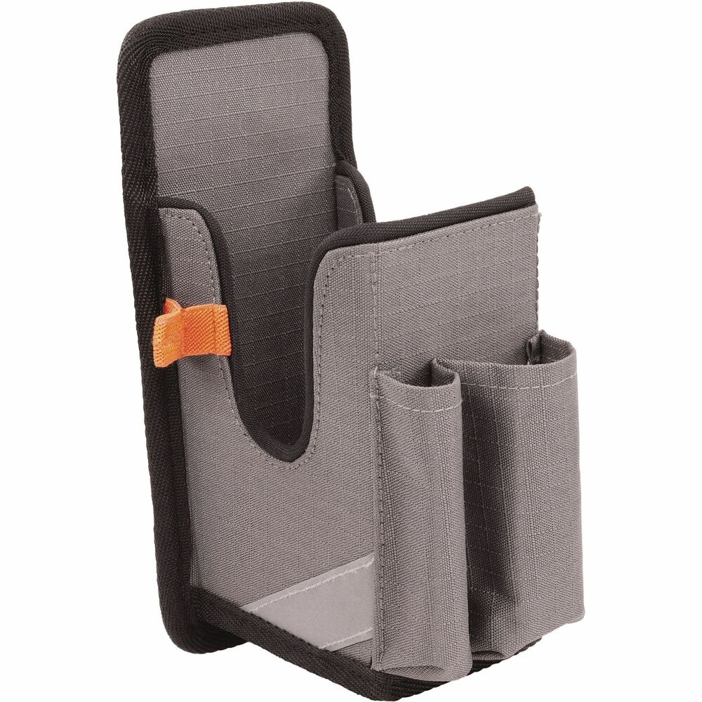 EGO19183 - 5541 Bar-code Scanner Holster with Belt Clip prevents costly drops or losses by keeping bar-code scanners securely and conveniently accessible. It fits a variety of gun-grip mobile computers such as bar-code scanners, UPC scanners, inventorying scanners and more. Large size holds a scanner measuring 4" x 10" x 3". Strong, metal belt clip quickly and easily attaches to belts, waistbands, harnesses and equipment. Abrasion-resistant ripstop polyester outlasts the harshest environments. Two pockets and two elastic loops hold markers, box cutters and other small hand tools. Contoured, ergonomic design fits naturally along the waist for comfortable, all-day wear. Handwash with mild soap and then air-dry.