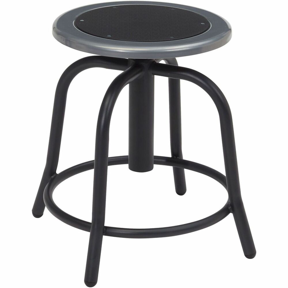NPS681010 - 6800 designer stool works ideally for science labs and institutional or educational settings. Fashionably crafted leg design enhances most any setting. 18-gauge, heavy-duty steel curved legs hold up to rugged and intensive use. Heavy-duty steel seat pan supports up to 300 lb. Seat pan swivels 360 degrees and adjusts in height from 18" to 24" - simply turn the seat. Adjustable height pole can be concealed by steel center sleeve. Convenient footrest adds to overall comfort.