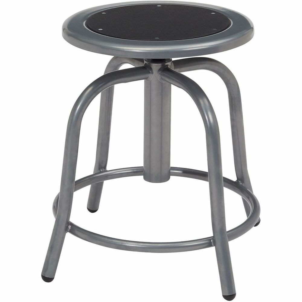 NPS681002 - 6800 designer stool works ideally for science labs and institutional or educational settings. Fashionably crafted leg design enhances most any setting. 18-gauge, heavy-duty steel curved legs hold up to rugged and intensive use. Heavy-duty steel seat pan supports up to 300 lb. Seat pan swivels 360 degrees and adjusts in height from 18" to 24" - simply turn the seat. Adjustable height pole can be concealed by steel center sleeve. Convenient footrest adds to overall comfort.