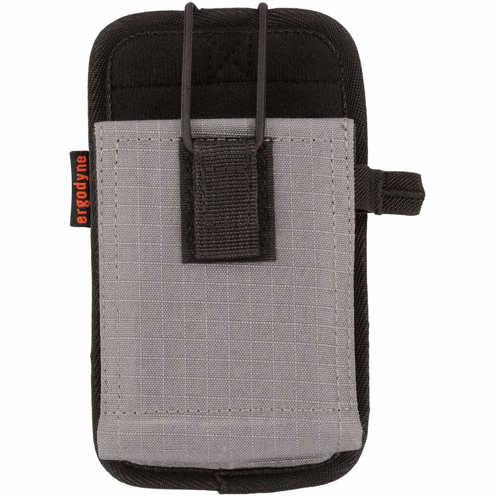 EGO19187 - 5544 Bar-code Scanner Holster with Belt Clips/Loops prevents costly drops or losses by keeping handleless bar-code scanners, mobile computers or cell phones securely stored and conveniently accessible. Quickly attach the holster to a belt, waistband or harness using the metal clip or use vertical or horizontal loops to securely thread a belt or harness through the holster. Abrasion-resistant ripstop polyester is perfect for work in the harshest environments. Fleece lining provides scratch protection. Strap with hook-and-loop closure and snug elastic slides ensure your device remains safely stored when wearing either vertically or horizontally. Large size fits a 3-1/2" x 7" x 1-1/2" device.