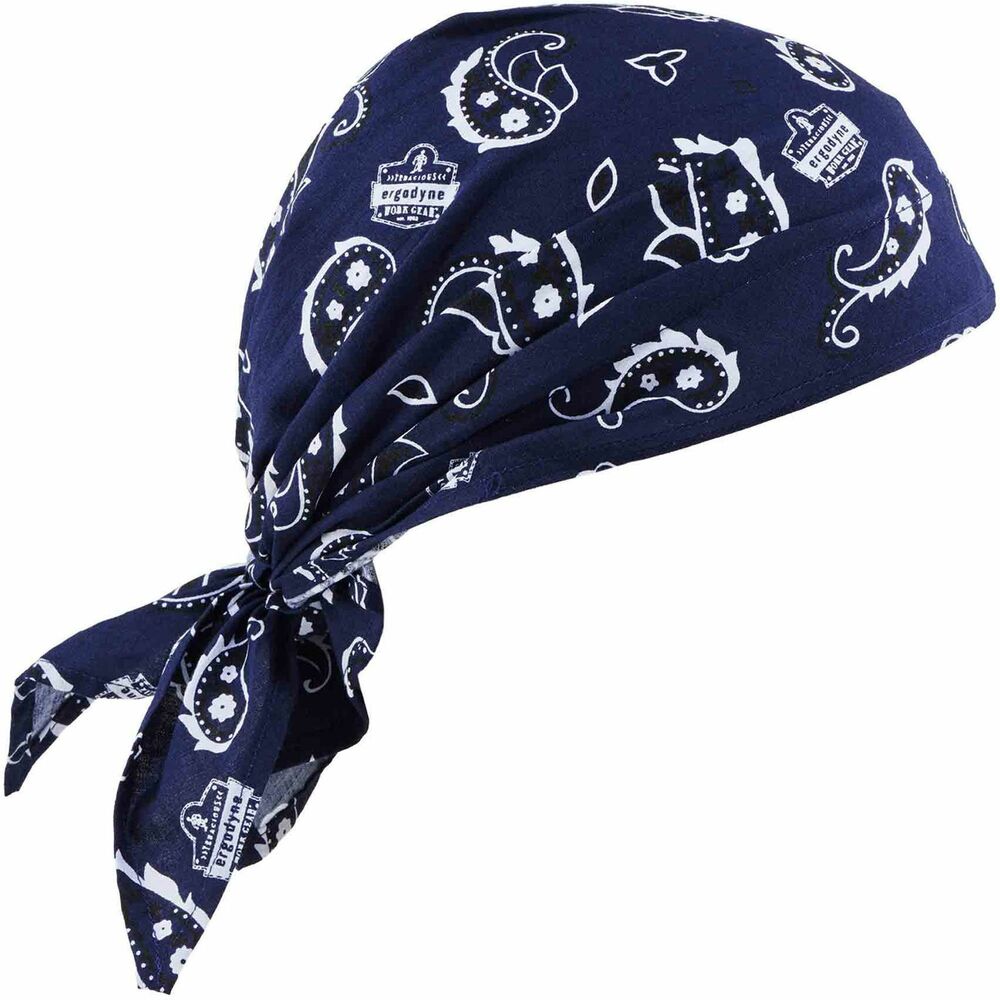 EGO12326 - Chill-Its 6710 Evaporative Cooling Triangle Hat is made with activated acrylic polymers to bring power where you need it most. Soak in water for 2 to 5 minutes to activate. Simply soak again to reuse. A tie closure in the back allows an adjustable, snug fit on a variety of head sizes. This simple, effective and comfortable solution for heat stress prevention is similar to how sweat cools the body. It uses an external water source to draw heat away, helping to regulate body temperature while providing cool relief. When activated, this cooling bandana is comfortable and refreshing for even the hottest days of the year.