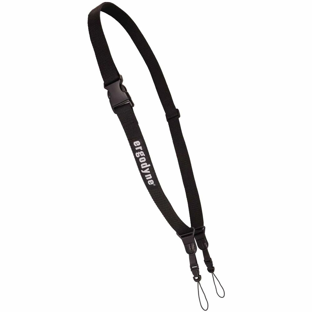 EGO19166 - Squids 3134 Bar-code Scanner Sling Lanyard is designed to keep bar-code scanners secure and accessible during warehouse and distribution work. This industrial-grade lanyard prevents expensive scanners from being dropped, causing damage to the scanner, other items/equipment or workers on the job. Heavy-duty webbing strap and buckle work in the harshest environments. Curved buckle sits comfortably against the body for all-day wear and can be easily accessed for quick on/off. Two small loop attachments easily connect and disconnect to small captive holes built into cordless bar-code scanners. Attachments slide up and down for arm extension and easy use. One-size-fits-all webbing strap is adjustable from 28" to 66" to fit a variety of workers. Handwash and dry with mild soap and water.