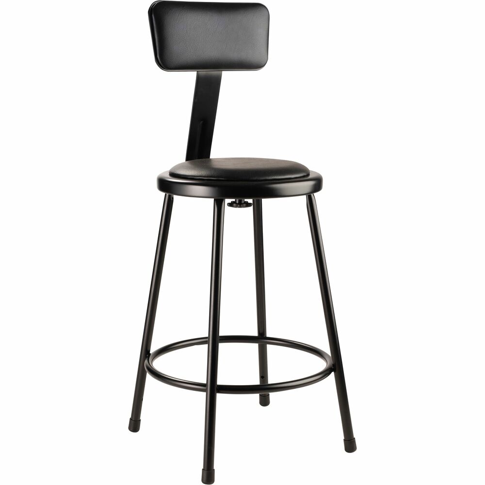 NPS6424B10 - The fortified construction and soft comfort of the 6400-10 Series Heavy-Duty Padded Stools with backrests are ideal for hands-on educational settings like art rooms, science labs, home economics or shop classrooms. This reliable stool features a sturdy frame of 18-gauge steel tubing securely welded to a 14"-diameter seat pan. Riveted through the steel pan is 0.5"-thick grey vinyl cushioning that provides years of dependable use. The footrest ring is securely bonded to each leg with four spotwell contact points. The padded adjustable backrests can be moved 2" up/down and forward/back. 