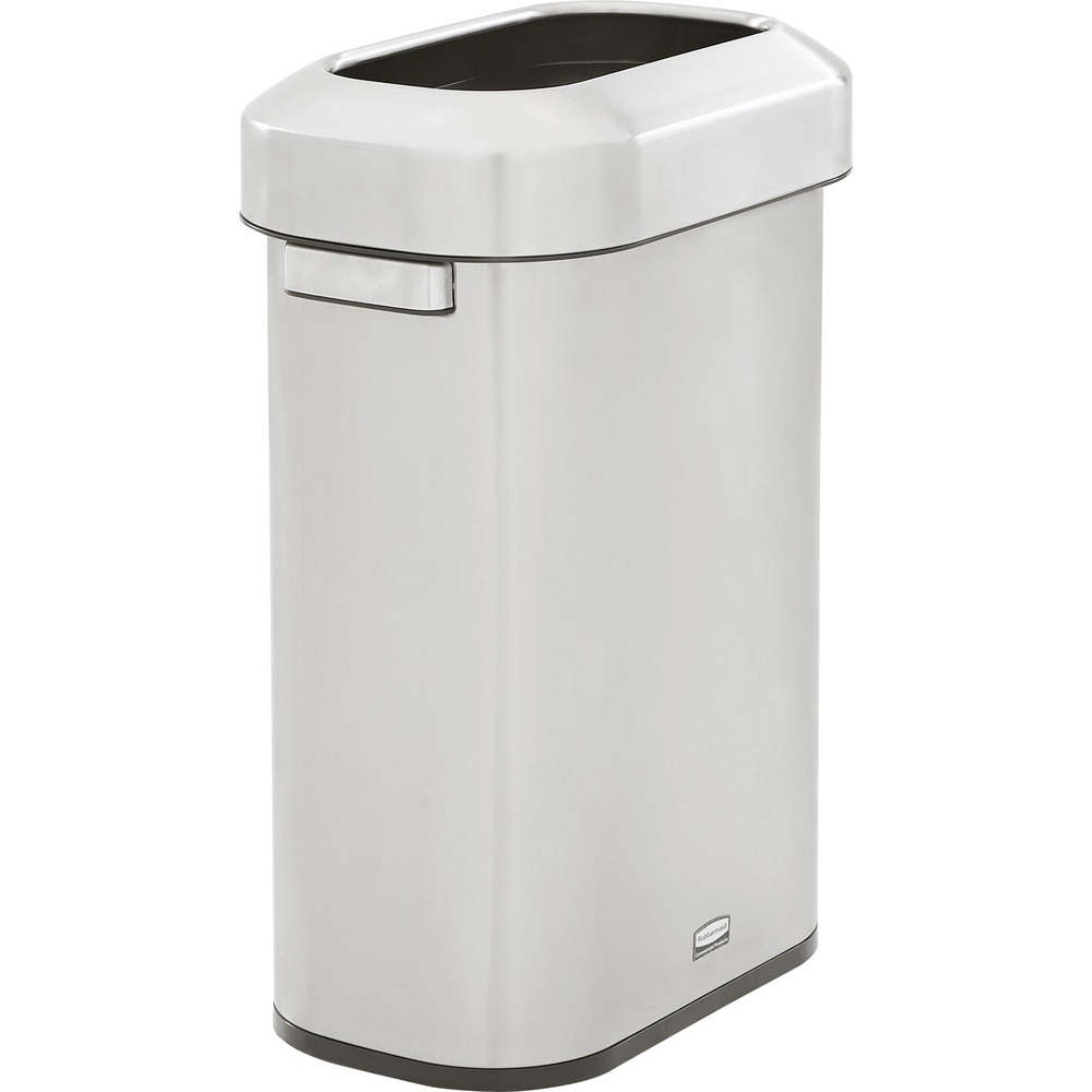 Rubbermaid Commercial Refine Waste Container - 15 gal Capacity - Manual - Ergonomic Handle, Non-skid, Fingerprint Resistant, Durable - 25.6" Height x 11.3" Width - Metal, Steel - Stainless Steel - 1 Each