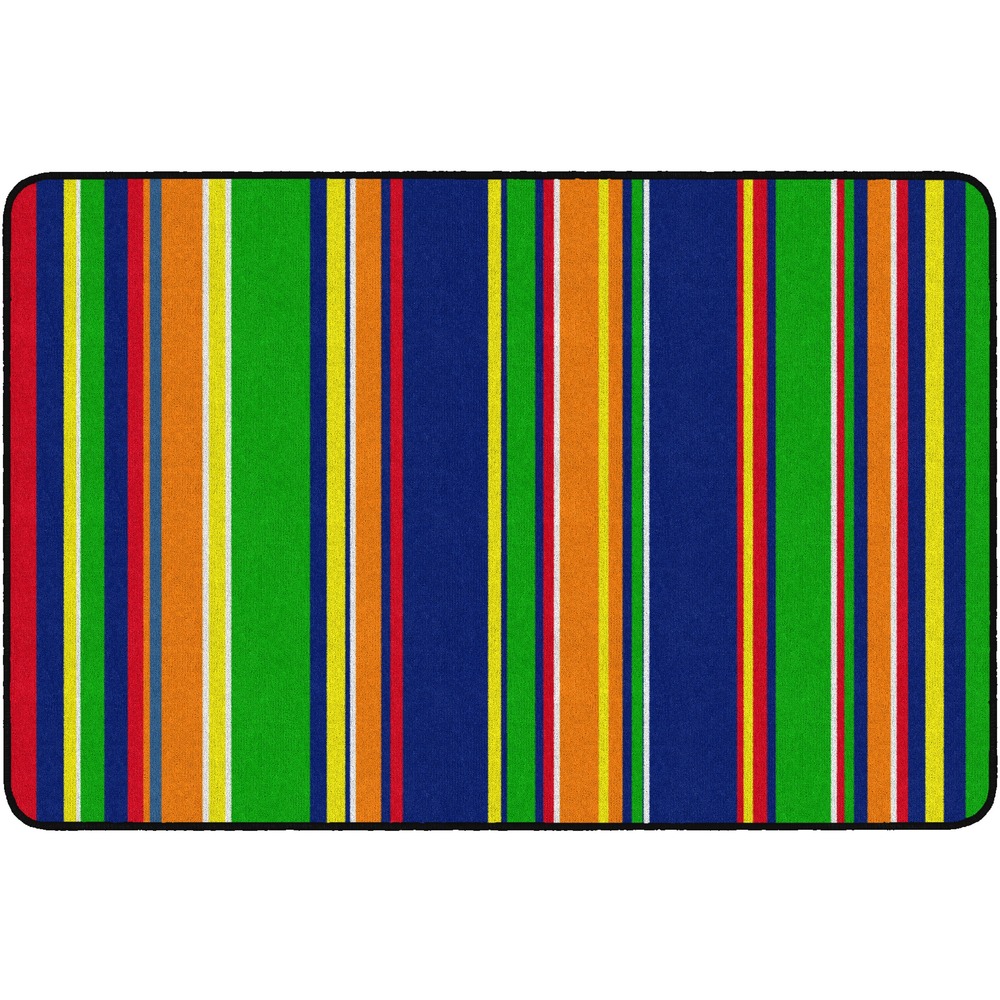 FCIFE40722A - Basics Stripes Classroom Rug is a great seating carpet for any instructional space. Rug is treated with Stainless stain guard for superior soil-resistance. Force 5 Antimicrobial agent guards against odor, mildew and mold to help provide a germ-free classroom. It is CRI Green Label Plus certified to have low VOCs.
