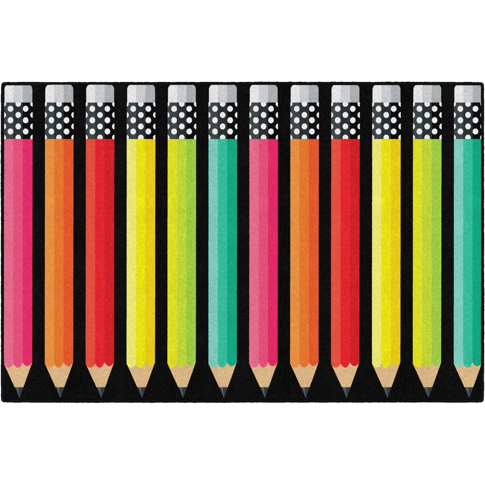 FCICA199428SG - Schoolgirl Style Black, White and Stylish Brights Rug is a classy black and white rug with stunningly bold colors. Timeless collection is the perfect collision of sophistication and fun. Black and white patterns are blanketed with pops of color to bring charm and delight into the classroom. Colorful pencils bring a sense of chic fun into your space.