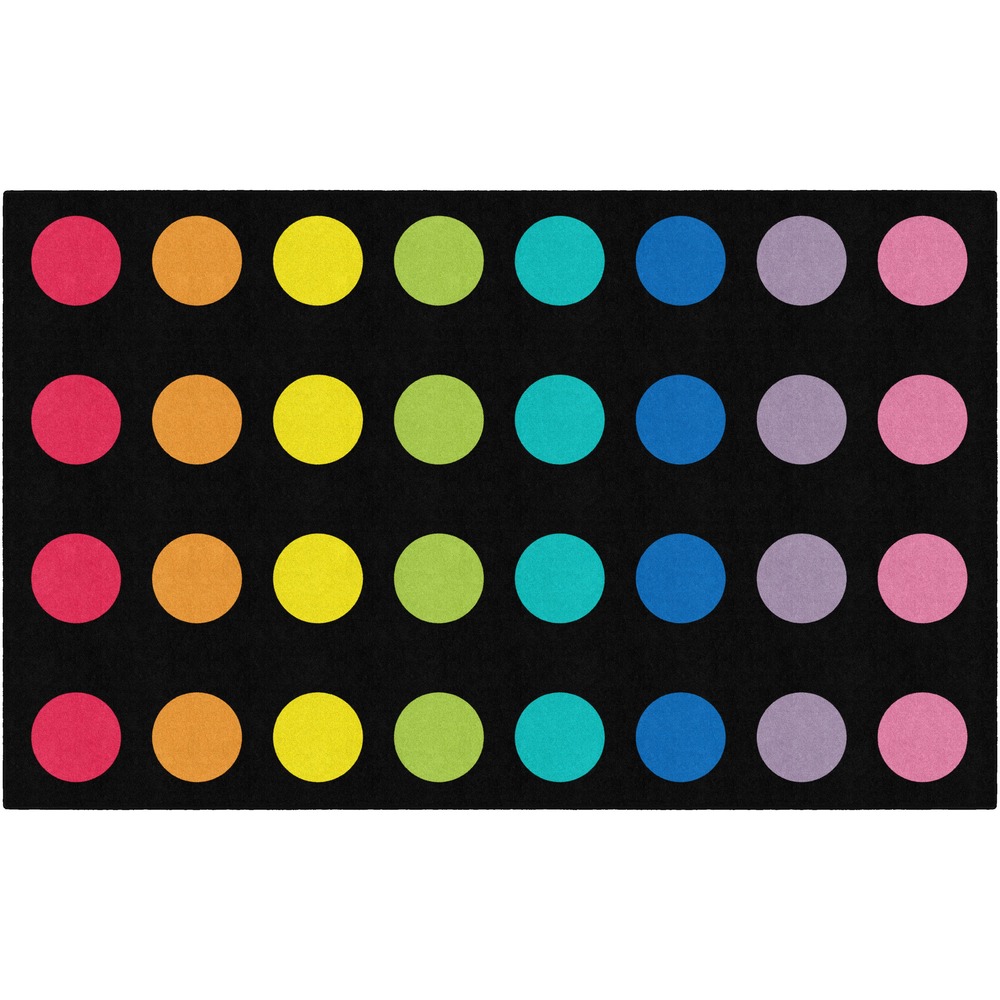 FCICA212844SG - Schoolgirl Style Criss Cross Applesauce Rug creates a learning space that is welcoming and inviting for children. Students easily gather together to sit in a group or they can choose which space they want to sit on. Colorful dots contrast with the black background for an elegant, interesting floor piece.