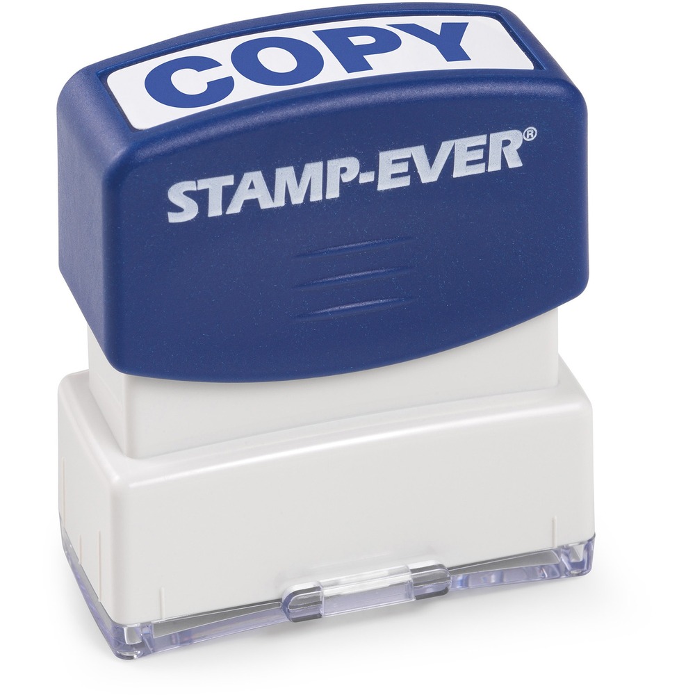 TDT5945 - Pre-inked, one-color stamp imprints the word COPY in all red uppercase letters. It is perfect for stamping all kinds of documents including invoices, receipts, faxes, statements, envelopes and more. Flip cover keeps fingers free of ink. Stamp-Ever Message Stamp offers an impression size of 9/16" x 1-11/16". It lasts for thousands of impressions before re-inking with Stamp-Ever ink.