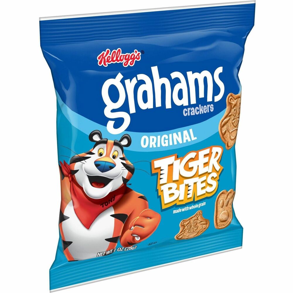 KEB40213 - Grahams Tiger Bites Original come in individual pouches to satisfy your cravings with a sweet snack. Single-serve, ready-to-eat graham crackers are great for cafeterias, classrooms or after-school snack. Crackers are made with 9 grams of whole grain per serving for a healthy lunch addition.
