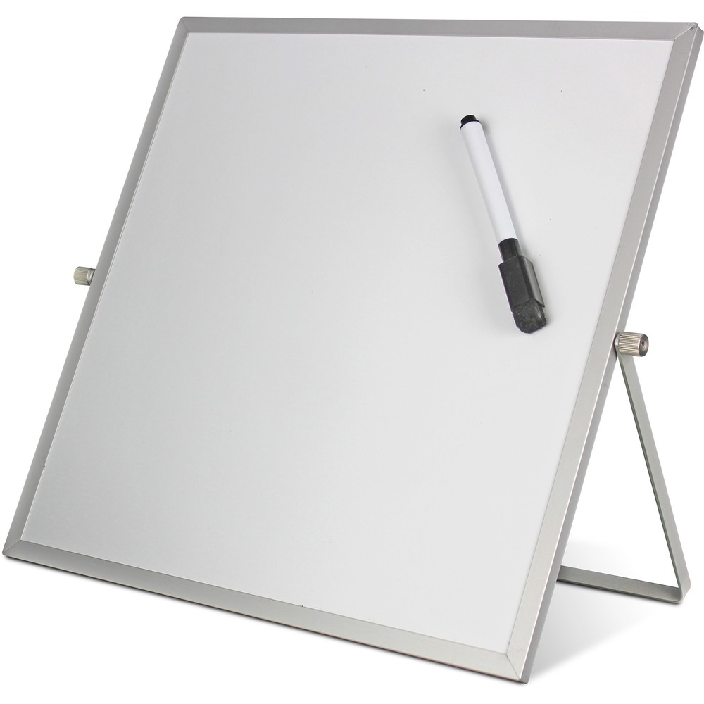 FLP50005 - Dry-Erase Flip Easel features a large, doubled-sided surface to create and write. Magnetic board comes with a dry-erase marker with magnetic cap for easy accessibility. Cap includes an eraser tip for convenient erasing. Adjustable swivel stand allows you to angle board or lay flat on surfaces for versatile use. Frame swivels 360 degrees and is ideal for displaying messages, drawings and notes.