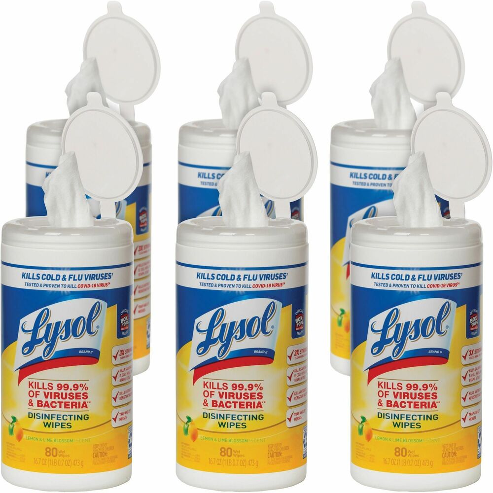 NSN7010407 - SKILCRAFT Lysol Disinfecting Wipes kill 99.9 percent of viruses and bacteria, including the virus that causes COVID-19, when used as directed on hard, nonporous surfaces. Hospital-type disinfection with these pre-moistened disinfecting wipes works on a variety of surfaces, including electronics. Quickly clean and disinfect high-touch, germ hot spots to help protect your customers and staff. Each canister contains 80 wipes with a lemon/lime scent.