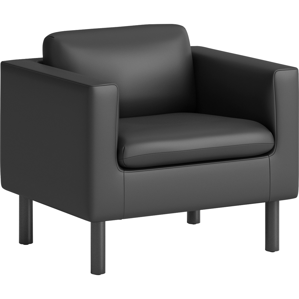 HONVP3LCHRBLK - Part of the HON Parkwyn series, this Club Chair offers soft comfort, ample support and clean lines in a cozy reception area to welcome guests or in a shared space for collaboration. Soft-seating collection provides smart sophistication with a cost-effective bottom line. Club Chair upholstered in black polyurethane coordinates with other Parkwyn pieces: sofa, loveseat and ottoman in black polyurethane. Polyurethane-upholstered furniture features black metal legs for reliable support.