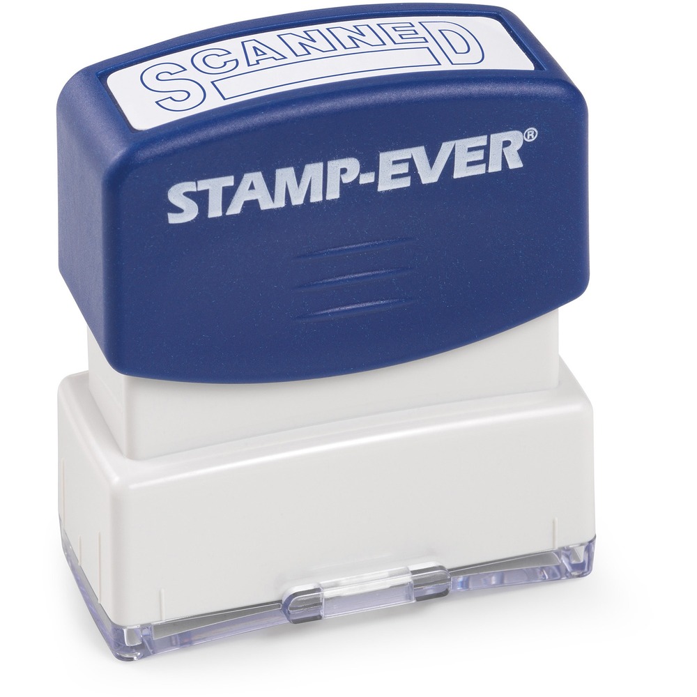 TDT8864 - Pre-inked stamp makes an impression of the word "SCANNED" to prevent users from rescanning pages. It is perfect for stamping all kinds of documents including invoices, receipts, faxes, statements, envelopes and more. Flip cover keeps fingers free of ink. Stamp-Ever Message Stamp offers an impression size of 9/16" x 1-11/16". It lasts for thousands of impressions before re-inking with Stamp-Ever ink.