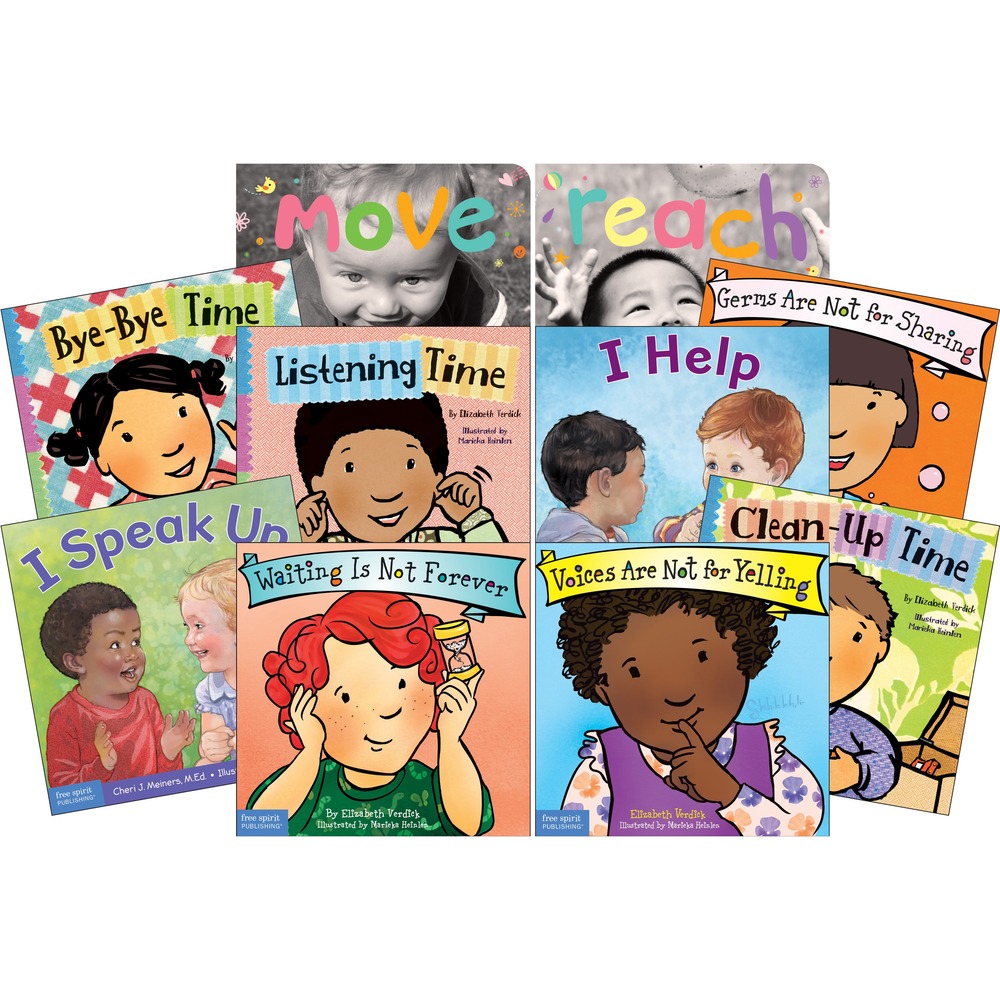 SHL899887 - Ten More Essential Books for Toddlers can be added to your Free Spirit Ten Essential Books for Toddlers (not included) for an extended set. Board books ease challenging behaviors and help toddlers build empathy as they learn about their world. Vivid illustrations and realistic topics engage toddlers in learning important lessons.