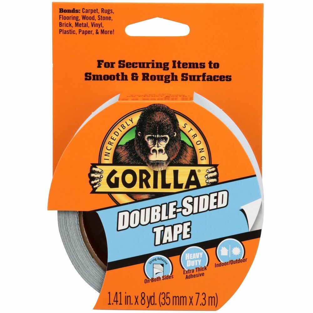 GOR100925 - Use this tough, Double-Sided Tape for securing items to smooth and rough surfaces. Strong adhesive is extra thick on both sides for a heavy-duty bond. Use this moisture-resistant tape indoors and out on multiple surfaces including carpet, rugs, flooring, wood, stone, brick, metal, vinyl, plastic, paper and more. More from the Manufacturer