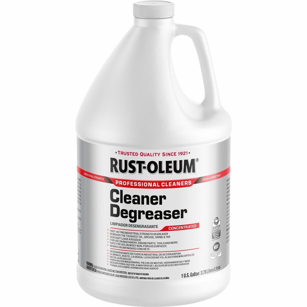 RST352261 - Quickly and effectively remove tough soils from many different surfaces using this Concentrated Cleaner Degreaser. Heavy-duty formula dissolves grease and grime on most nonporous surfaces. Degreaser is perfect for industrial cleaning without the use of harsh chemicals. Fabric-safe formula leaves no residue behind. Use this degreaser to remove grime, oil, tar, wax and more from items such as tools, machinery, engine parts, construction equipment, fiberglass, nonfinished concrete, masonry and asphalt. The 1 gallon supply rids surfaces of larger stains with ease.