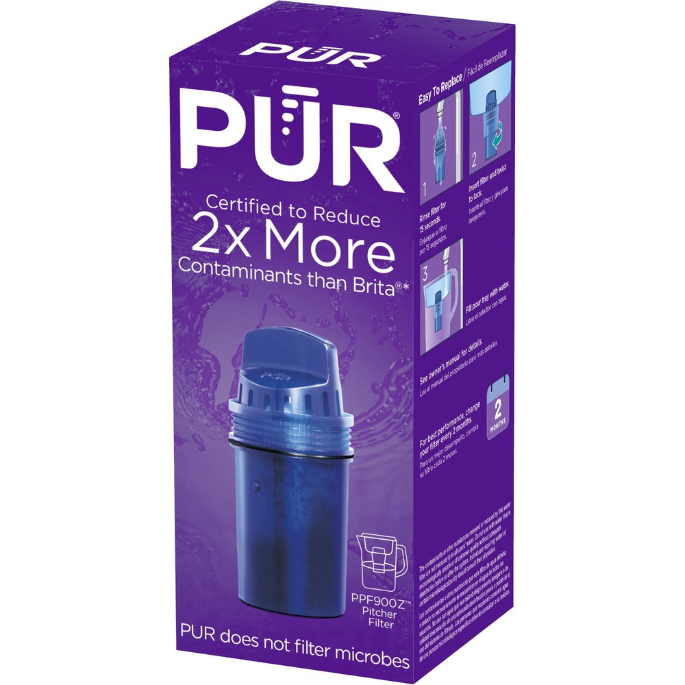 HWLPPF900ZV1 - Protect your health and enjoy clean, filtered water by replacing your PUR pitcher or dispenser with this Pitcher Replacement Filter. It is certified to reduce copper, mercury, certain pesticides, industrial pollutants and chlorine. Filter lasts up to two months and filters up to 40 gallons or 640 cups (8 oz.). Water filter uses technology with granulated-activated carbon and ion exchange for superior filtration performance and innovation. Filter fits in all PUR pitchers and dispensers. Simply rinse filter for 15 seconds and twist into your pitcher using the LockFit top cap design.