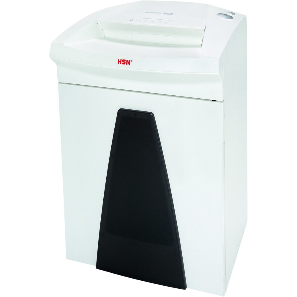 HSM1803113 - Cross-cut shredder features optimized cutting device technology that destroys 17 to 19 sheets of paper, creating 447 cross-cut/confetti-cut particles per page. It also shreds staples, paper clips, credit/store cards and CDs/DVDs. High-quality materials provide safety and durability. Anti-Jam Technology prevents jams if machine is overloaded. Continuous-duty operation ensures continual shredding with no downtime. Energy Management Control System EcoSmart allows particularly low power consumption of 0.1 watt in standby mode. Quiet operation minimizes noise development in the workplace. Cutting rollers are made of hardened solid steel. With a Comprehensive Safety System, shredder is UL Approved and CE-Certified. For high user safety, the folding safety element prevents unintentional intake. Design also includes multifunction element for intuitive operation; light barrier for automatic start/stop; and inspection window to monitor filling level.