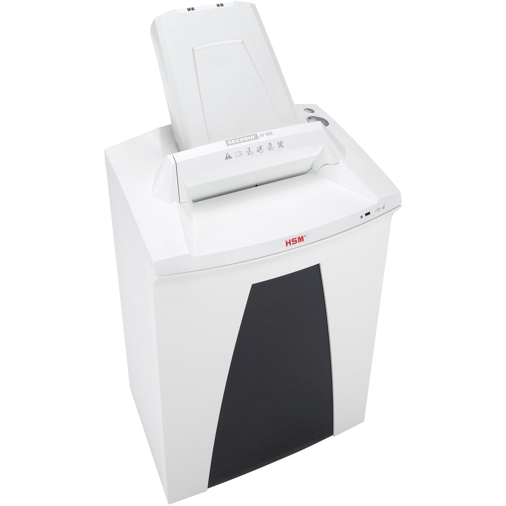 HSM2102113 - Securio Micro-Cut Shredder destroys stacks of paper up to 500 sheets as well as single sheets of paper effortlessly while saving you time. Induction-hardened, solid steel cutting rollers are highly durable to easily cope with staples and paper clips. Autofeeder ensures your stacks of paper are shredded reliably and in a time-saving manner. Specially developed intake and transport rollers use Nanogrip technology to allow sheets to be pulled in consistently from stacks of paper. Powerful motor ensures a high cutting capacity and reliable continuous operation. In standby mode, EcoSmart ensures exceptionally low power consumption of just 0.1 watt. Automatic return eliminates paper jams and ensures smooth operation. Integrated light barrier automatically starts the device when paper is introduced into the feed and automatically stops it after shredding is complete. Inspection window allows you to monitor the fill level of the waste bin to prevent overfilling.