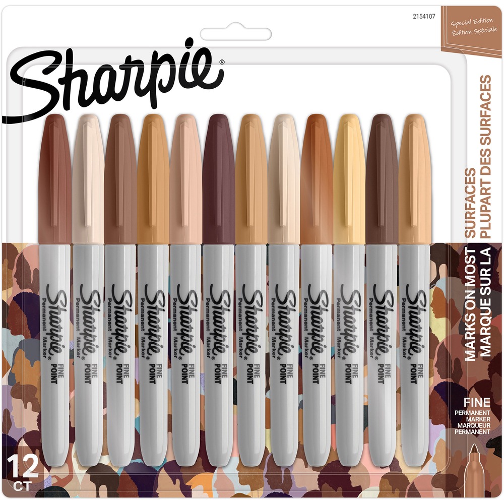 SAN2154107 - Create portraits and artwork that reflect real people with this collection of Sharpie Permanent Marker Portrait Color Set. Featuring 12 markers in assorted skin-tone shades, this set of markers is inspired by diversity, to make your creations more detailed and realistic. Made to write practically everywhere, Sharpie markers feature iconic permanent ink that marks on paper, plastic, metal and most other surfaces. Remarkably resilient ink dries quickly and resists fading and water. Versatile fine point leaves impressive marks.