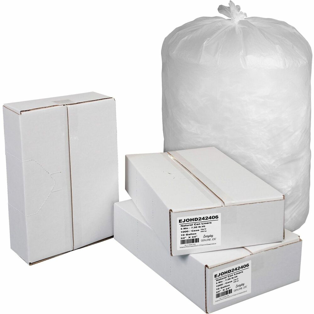 EJOHD242406 - High-density can liners are made with high-quality, 5 micron thick resin for greater puncture-resistance. They are ideal for light office waste and shredded paper. Star-seal bottom allows even weight distribution and easy removal from 7 to 10 gallon receptacles. Can liners come in compact coreless rolls for easy dispensing.