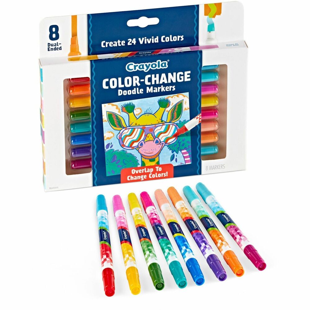 CYO588315 - Play with color using the Color Change Doodle Markers that offer 24 vivid colors in total. To get started, simply layer one color on top of another and watch as an entirely new third color emerges. Make thick or thin lines with the chisel tip ends. Coloring or doodling with these dual-ended markers is a fun way to create with color.