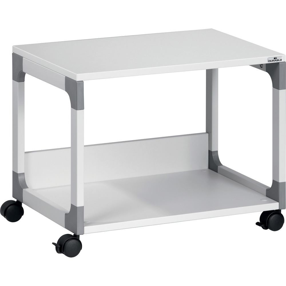 DBL371010 - High-quality, System 48 Multifunction Trolley gives you two levels to store electronic devices such as printers. Raised, anti-tilt edges protect your folders and paper for safekeeping. Strong, powder-coated metal frame made of scratch-proof steel support the two hard-wearing shelves (3/4"/19mm thick). Top and bottom shelves are made from 3/4" thick, melamine-covered hardboard. Sturdy frame is equipped with fiberglass-reinforced, plastic corners. Four casters including two with brakes allow easy, seamless mobility.