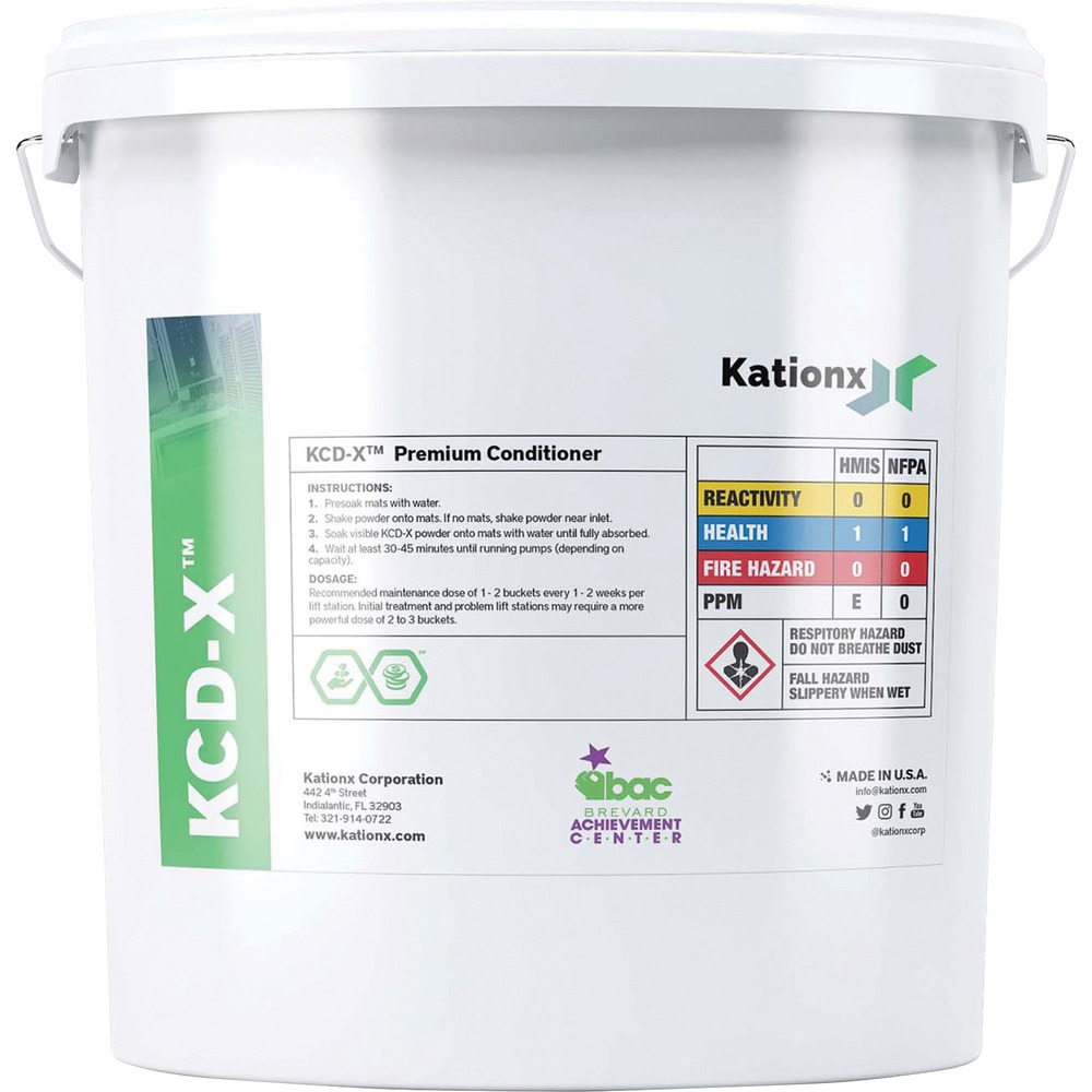 NSN7000766 - KCD-X Lift Station and Sewer Odor H2S Remover, Cleaner and Post Conditioner is an all-in-one, natural cleaner and conditioner. Gas scavenger removes oil, grease, sewer gases and odors. Treatment minimizes toxic gases such as hydrogen sulfide (H2S) and volatile organic compounds VOCs to improve line flow. Kationx technology helps deliver optimal performance and regulatory compliance goals while cutting costs for wastewater operations. With regular, routine treatments, sewers run cleanly while improving infrastructure longevity.