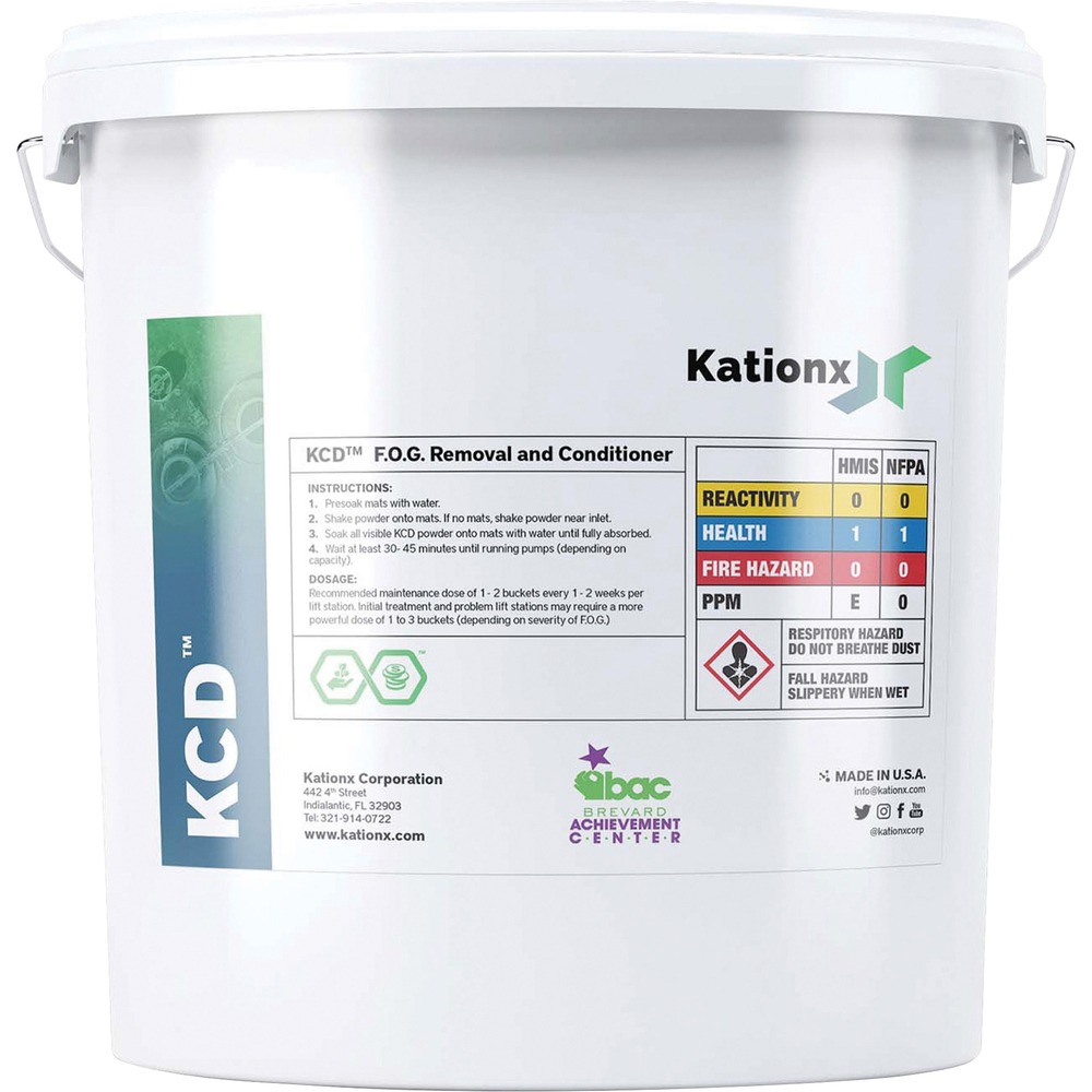 NSN7000768 - KCD Wastewater Lift Station and Collections System (Sewer) is a line, main and well cleaner that mobilizes and removes fat, oil and grease. Treatment improves performance while lowering maintenance costs. Simple, easy-to-use application can be used as a powder or made into an emulsion by mixing with water. Powder is skin-safe and eye-safe and won't harm flora or fauna. Cleaner doesn't require any prepping or additives. With regular, routine treatments, sewers run cleanly while improving infrastructure longevity.