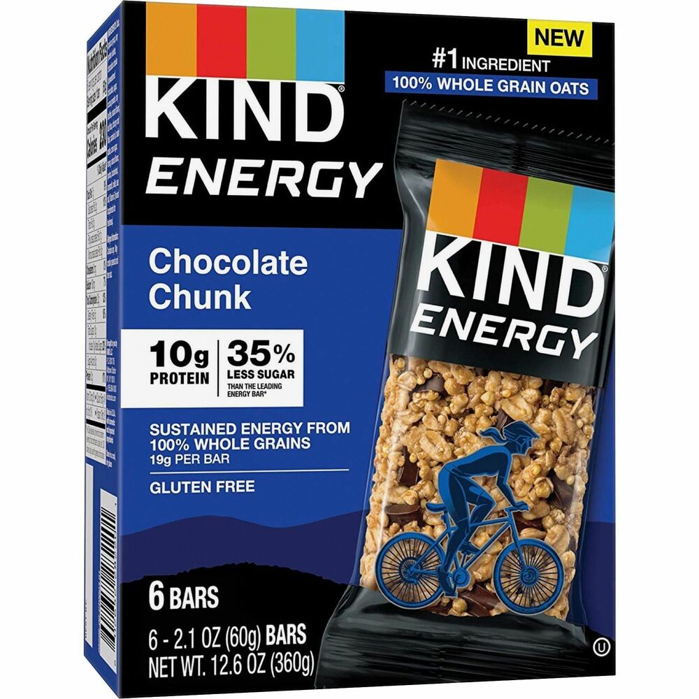KND28717 - Energy bars provide sustained energy from 100 percent whole grains. They blend 16 grams of five super grains - oats, quinoa, buckwheat, amaranth and millet - with chocolate chunks and honey for just the right amount of rich taste. Each bar has 35 percent less sugar than the leading energy bar and 10 grams of protein. This good source of fiber and protein is also gluten-free and Kosher. It contains zero grams of trans fat and no genetically engineered ingredients. Each bar is individually wrapped for a convenient snack to take on all your adventures.