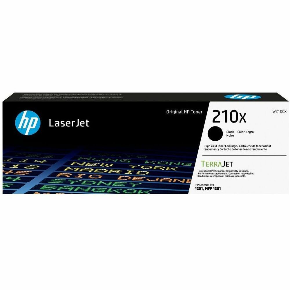 HEWW2100X - Original HP TerraJet Toner features efficient toner use for less waste and outstanding quality printing with an increase in vivid colors, natural-looking images and sharper details. Highly efficient toner particles with protective shell and low-melt formula deliver more true-to-life colors and sharper details. Innovative toner particle design works efficiently so you get more pages per cartridge size. Printer calibrations take less time in HP Color LaserJet Pro and Enterprise series with HP TerraJet Toner Cartridges compared to predecessor. Toner cartridge is compatible with HP Color LaserJet Pro 4201dn, Pro 4201dw Wireless, Pro MFP 4301fdn and Pro MFP 4301fdw Wireless Printers. Tamper-resistant, HP proprietary firmware and secure cartridge chips ensure you're getting a genuine HP cartridge, TerraJet Cartridges and packaging are also designed for a low-carbon footprint with reduced plastic and energy use.