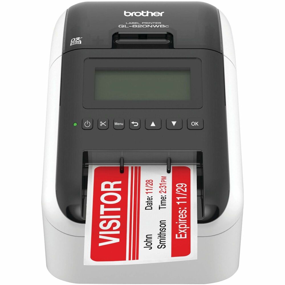 BRTQL820NWBC - Ultra-Flexible Label Printer offers flexible connectivity with Bluetooth, Ethernet or wireless interfaces. Create amazing black/red labels using the included DK-2251 Continuous Length Black/Red on White Paper Tape. Print labels for packages, envelopes, file folders, name badges, postage and more. Ultra-fast label printer builds up to 110 standard address labels per minute with black text at 300 dpi. Built-in wireless interface offers easy connectivity to print from virtually anywhere or share on a network. Brother's network management tools and software kits easily integrate to manage on any network. Create and print labels from your smartphone using Brother iPrint and Label app and a wireless connection. Easy-to-read, backlit, monochrome LCD allows standalone use. Optional lithium-ion battery (not included) provides a complete mobile solution. Use convenient, drop-in tape rolls that don't need ink or toner. Automatic cutter provides precise, custom-size labels. More from the Manufacturer