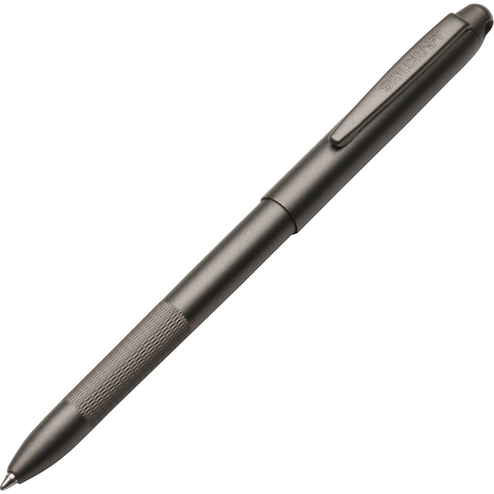 NSN7024204 - Write through water, sweat, grease and mud with the SKILCRAFT All-Weather Amphibian Tactical Pen. This pen writes at any angle, under water up to 35' deep and in temperatures ranging from 30 degrees below 0 to 250 degrees. Permanent ink does not leak, evaporate or skip. Operate with a simple shake for low-dexterity situations. Black metal barrel with matte finish houses the ink in a pressurized, leakproof cartridge. Top cylindrical loop is large enough for a 4mm cord to pass through so you can hang it around your neck or attach to a buckle for easy access. Pocket clip on the tactical pen lets you attach it to a notebook or pocket.