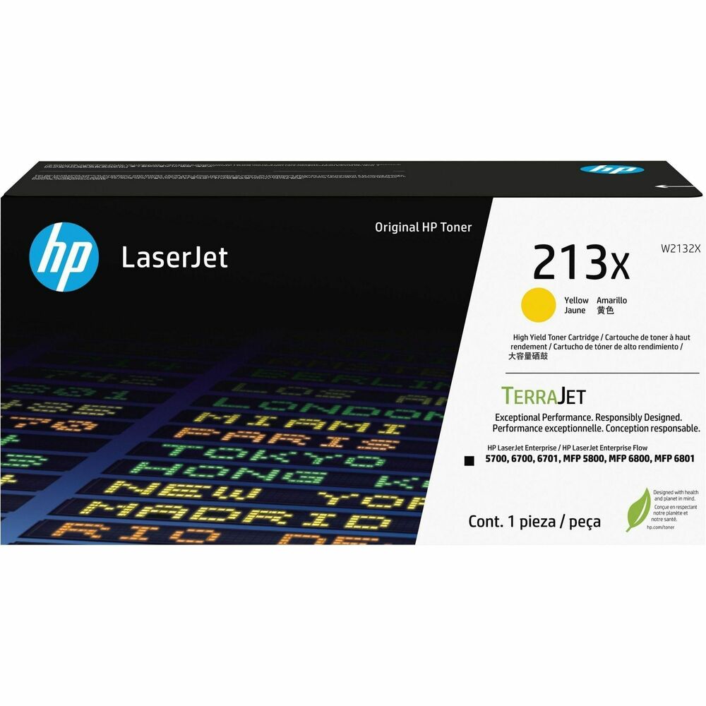 HEWW2132X - Original HP TerraJet Toner features efficient toner use for less waste and outstanding quality printing with an increase in vivid colors, natural-looking images and sharper details. Highly efficient toner particles with protective shell and low-melt formula deliver more true-to-life colors and sharper details. Innovative toner particle design works efficiently so you get more pages per cartridge. Printer calibrations take less time in HP Color LaserJet Pro and Enterprise series with HP TerraJet Toner Cartridges compared to predecessor. High-yield toner cartridge is compatible with HP Color LaserJet Enterprise 5700dn, 6700dn, 6701dn; MFP 6800dn, 5800dn, 5800f; Flow MFP 5800zf, 6800zfw+, 6800zf and 6800zfsw. Tamper-resistant, HP proprietary firmware and secure cartridge chips ensure you're getting a genuine HP cartridge. TerraJet Cartridges and packaging are also designed for a low-carbon footprint with reduced plastic and energy use.