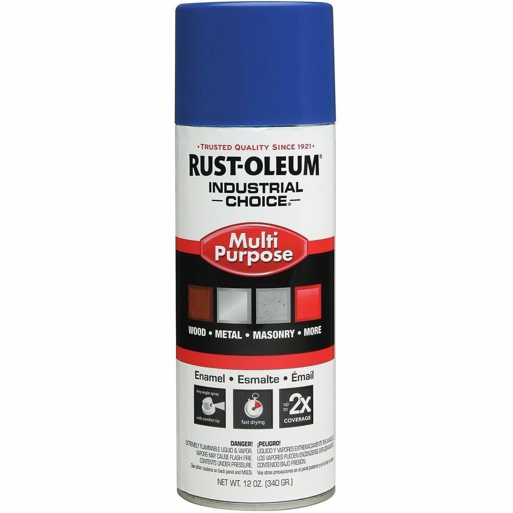 RST1624830 - Achieve fast, high-quality color with Industrial Choice Enamel Spray Paint. Enamel paint provides up to twice the coverage, spraying more area in less time with fewer cans. Oil-based coating delivers a long-lasting finish that looks great and resists everyday wear-and-tear. Formula dries to the touch in 12 minutes. Paint is perfect for a variety of indoor/outdoor, industrial-maintenance projects including tools, motors, furniture, equipment, color-coding, lockers, ladders and more. Extra-wide comfort nozzle prevents finger fatigue and sprays from any angle - even upside down.