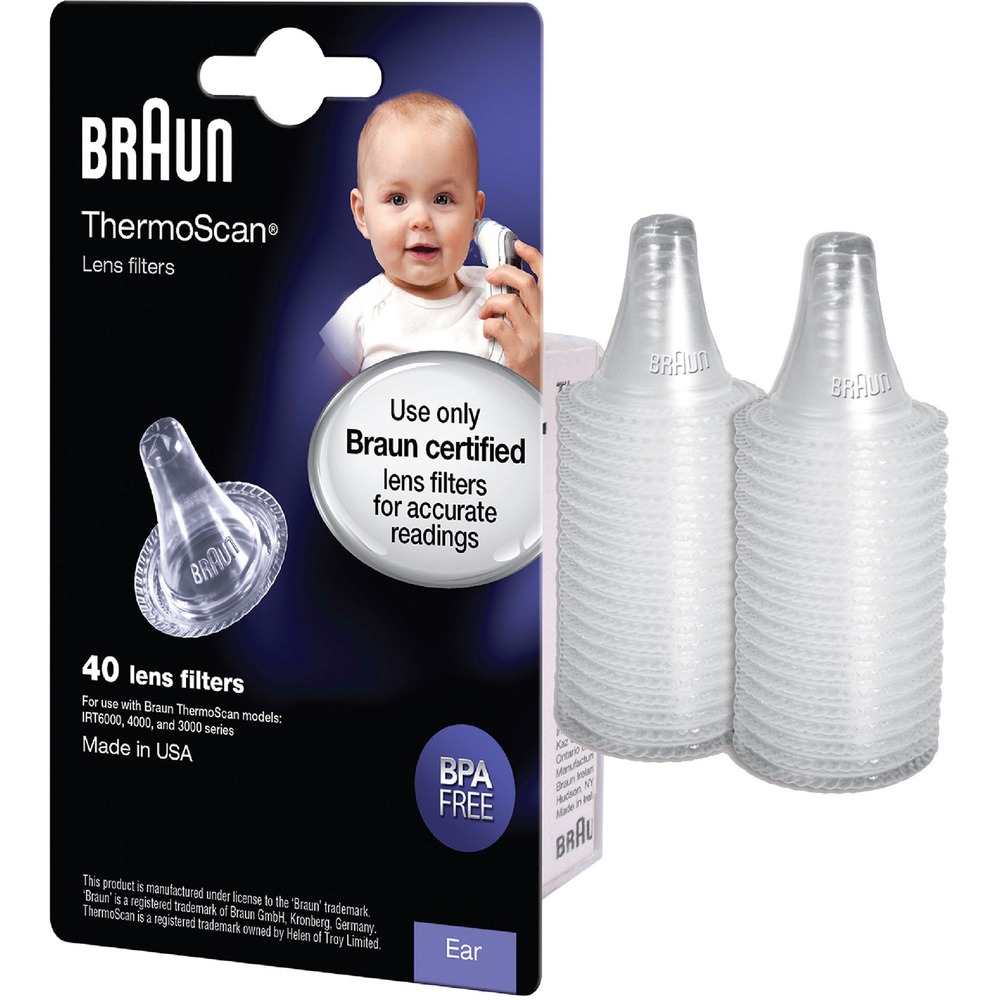 HWLLF40US02 - Ear Thermometer Lens Filters are designed to use with all Braun Ear Thermometers (not included). Lens filters provide a reliable way to minimize the spread of germs between each use. Disposable design ensures hygienic use without having to clean or disinfect the sensor, virtually eliminating cross-contamination. They are BPA-free and perfect for infants.