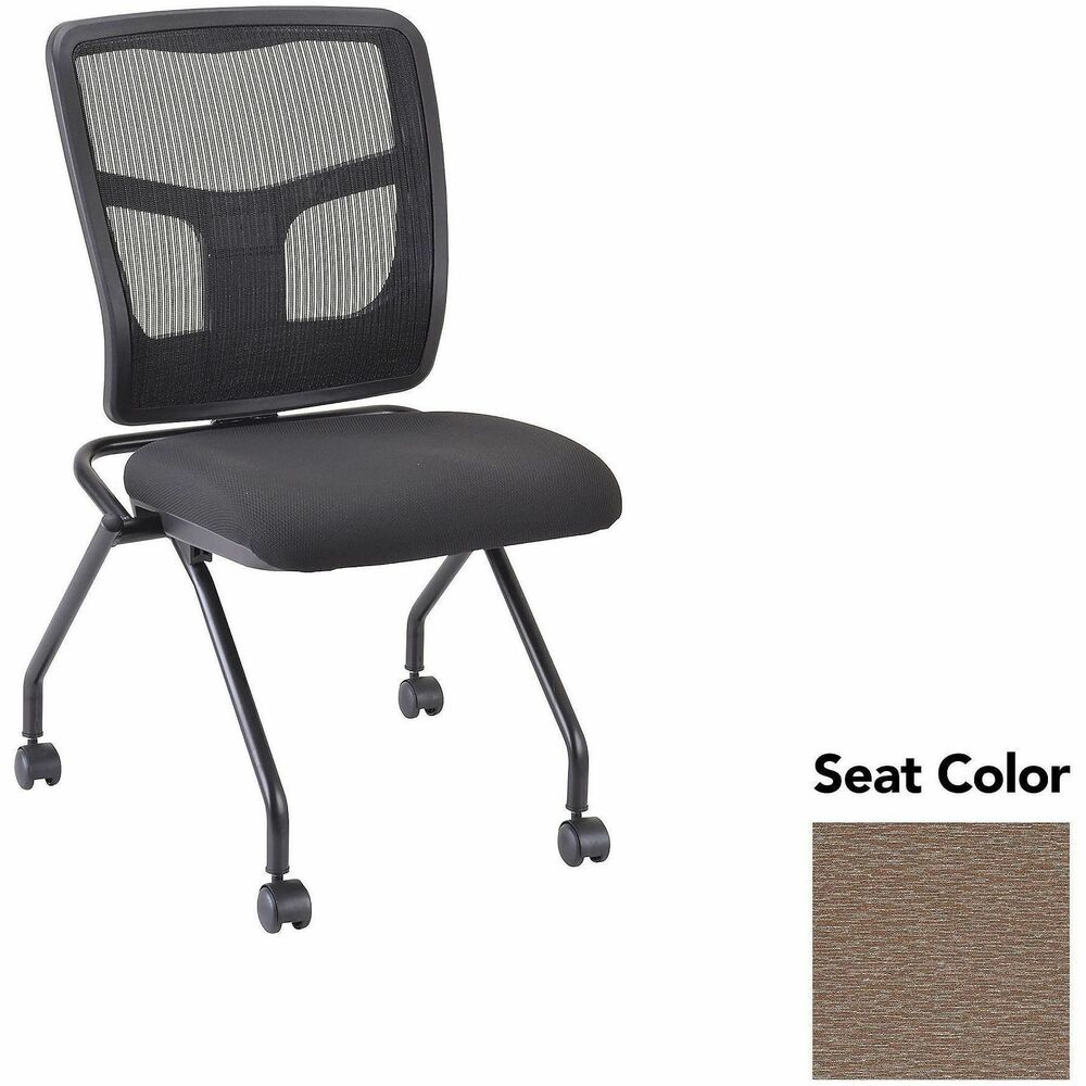 LLR8438503 - Versatile, nesting chairs work great in your training or reception area. Mesh back in black and fabric seat in Fuse Malted offer comfortable support. Fuse fabric is made of 65 percent post-industrial recycled polyester and 35 percent post-consumer recycled polyester. Four legs include swivel casters for easy chair movement. Metal frame features a powder-coat finish for durability. Seat flips up to allow chairs to nest for space-saving storage. Weight capacity is 275 lb.
