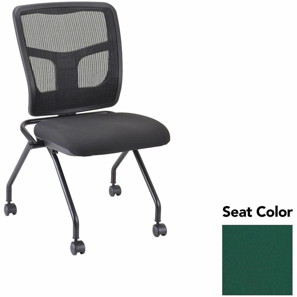 LLR8438542 - Versatile, nesting chairs work great in your training or reception area. Mesh back in black and fabric seat in Forte Chive offer comfortable support. Made of 100 percent polyester, Forte fabric is stain-resistant to serve you longer. Four legs include swivel casters for easy chair movement. Metal frame features a powder-coat finish for durability. Seat flips up to allow chairs to nest for space-saving storage. Weight capacity is 275 lb.
