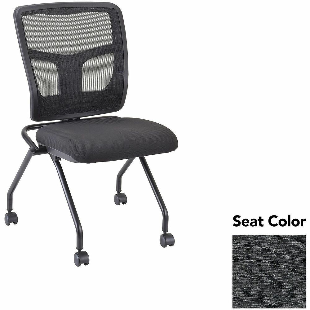 LLR8438546 - Versatile, nesting chairs work great in your training or reception area. Mesh back in black and fabric seat in Fuse Azurean offer comfortable support. Fuse fabric is made of 65 percent post-industrial recycled polyester and 35 percent post-consumer recycled polyester. Four legs include swivel casters for easy chair movement. Metal frame features a powder-coat finish for durability. Seat flips up to allow chairs to nest for space-saving storage. Weight capacity is 275 lb.