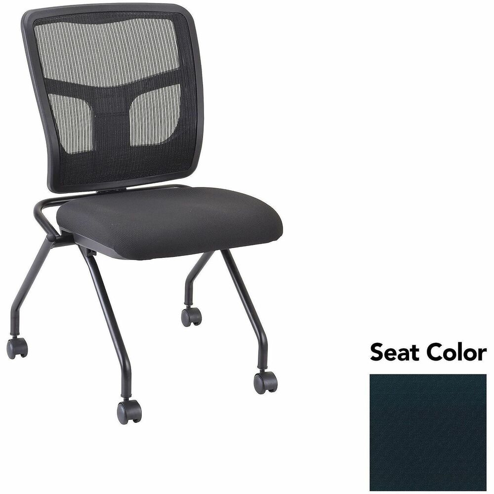 LLR8438549 - Versatile, nesting chairs work great in your training or reception area. Mesh back in black and fabric seat in Insight Elbow offer comfortable support. Insight fabric is made of 65 percent post-industrial recycled polyester and 35 percent post-consumer recycled polyester. Four legs include swivel casters for easy chair movement. Metal frame features a powder-coat finish for durability. Seat flips up to allow chairs to nest for space-saving storage. Weight capacity is 275 lb.