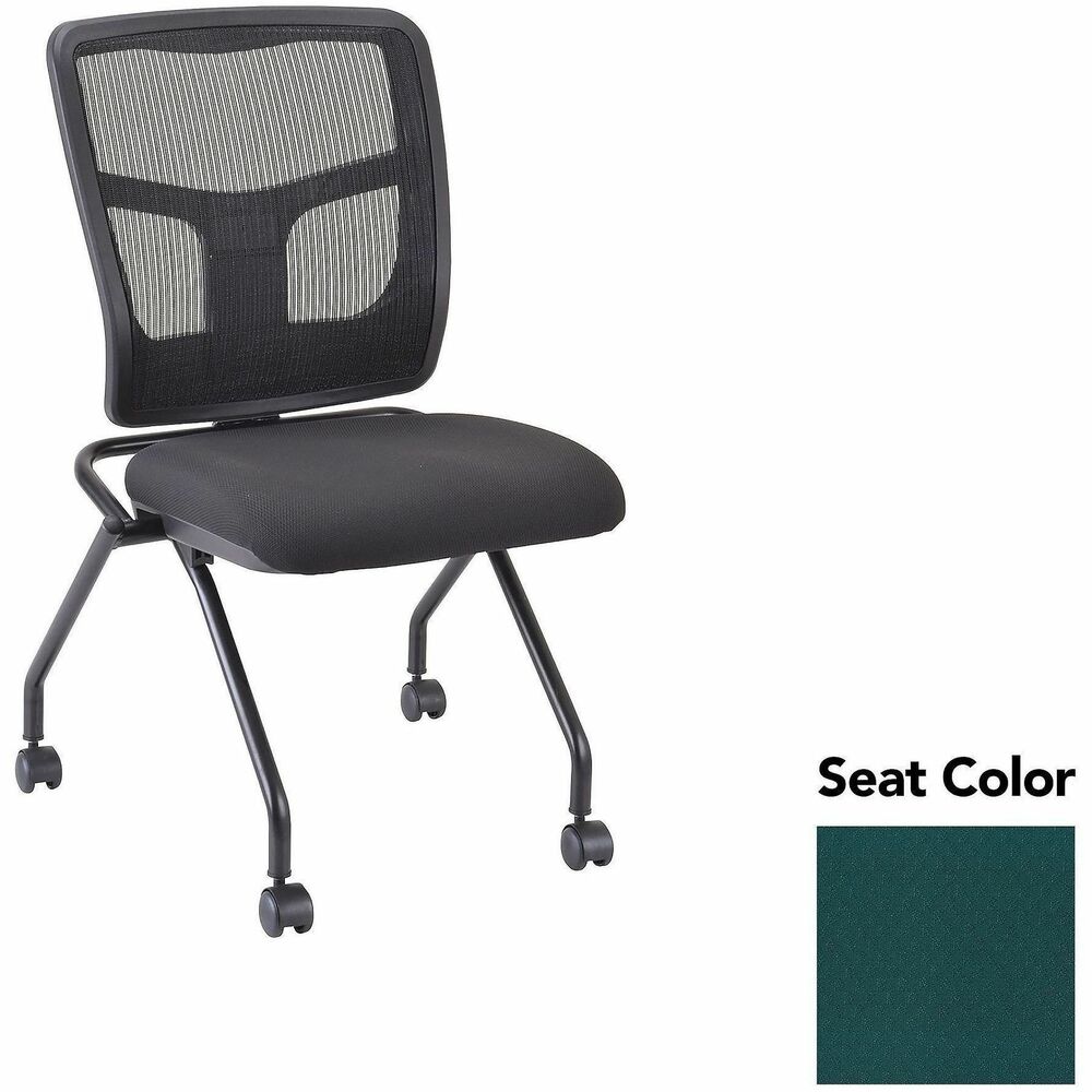 LLR8438550 - Versatile, nesting chairs work great in your training or reception area. Mesh back in black and fabric seat in Insight Forest offer comfortable support. Insight fabric is made of 65 percent post-industrial recycled polyester and 35 percent post-consumer recycled polyester. Four legs include swivel casters for easy chair movement. Metal frame features a powder-coat finish for durability. Seat flips up to allow chairs to nest for space-saving storage. Weight capacity is 275 lb.