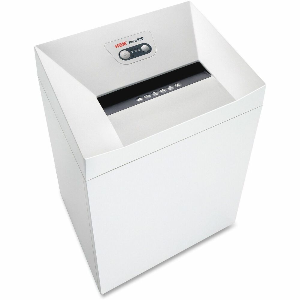 HSM2351113 - Perfect for the demanding workplace, this continuous-duty document shredder features a powerful engine, optimally tuned cutting components and quiet shredding. Cutting rollers made of hardened solid steel shred 28 to 30 sheets of paper into small 1/4" strips (P-2 security) in one pass. Shredder also shreds staples, paper clips, credit cards and CDs/DVDs. Paper feed with overload protection reduces paper jams. Equipped with a comprehensive safety system, the device automatically switches off if pressure is applied to the safety element. Energy management control system means low power consumption in standby mode. Removable waste container provides effortless emptying and holds 21 gallons. Inspection window clearly indicates when you need to empty the bin. TAA-compliant, mobile shredder also includes automatic start/stop; high-quality wooden cabinet with door; and an 11-3/4" wide paper entry. It uses a 34-gallon shred bag.