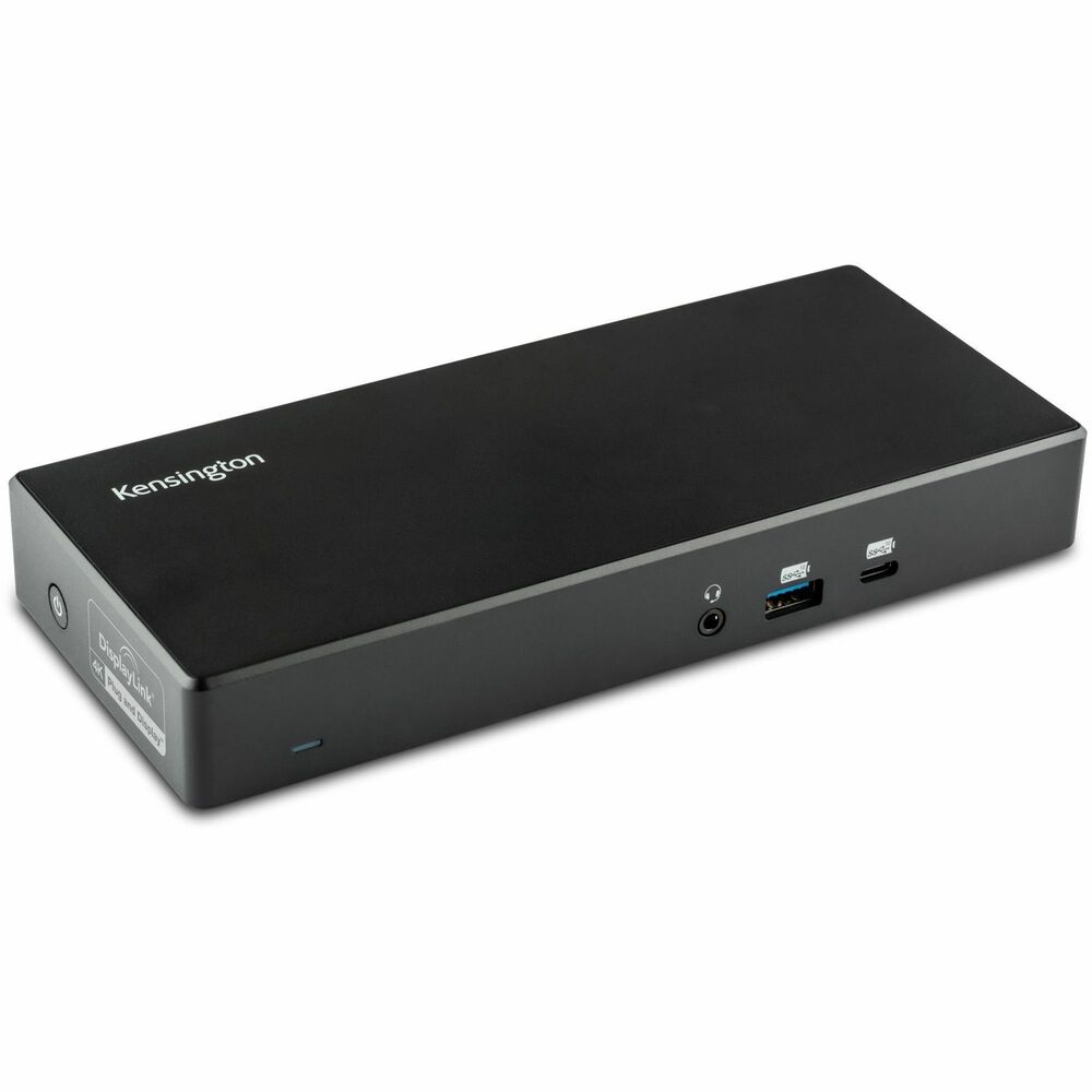 KMW33620 - SD4780p USB-C/USB-A Dual 4K Hybrid Docking Station is the ultimate hybrid solution for Ultra High Definition (UHD), 4K video connection. Select between HDMI 2.0 and Dual-Mode DisplayPort Plus without needing a separate adapter. Docking station supports single or dual monitors at 60 Hz. Universal dock connects any USB-C or USB-A laptop and is Thunderbolt 3 compatible. It supports Windows 7 and above, macOS 10.14 and above and ChromeOS 44 and above. Docking station includes four video ports, six USB ports and 100-watt Power Delivery. Two-layer hub delivers speeds up to 10 Gbps. Plug-and-play design requires DisplayLink driver installation. Optional Kensington DockWorks software provides better connection, performance and security for your docking station. Connect your device using the 1 meter (3.28') long USB-C to USB-C cable with USB-A adapter. Adjustable clamp (not included) attaches to a desktop edge, cubicle wall, monitor arm or other surface for mounting flexibility.