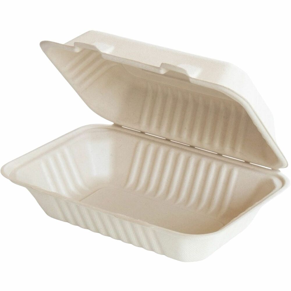RMLMFHC961C - Clamshell containers offer an environmentally friendly alternative to foam. They are compostable and biodegradable. Molded fiber containers are made of recycled materials with a mix of sugarcane pulp fiber. They are FDA-approved and PFAS-free. Locking tabs and fiber-supported hinges make containers easy to close and carry. Bottom features one compartment to keep all your foods together.