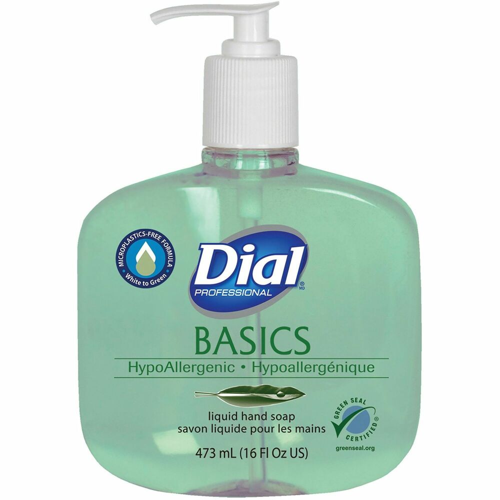 DIA33815CT - Basics Liquid Hand Soap features a mild, hypoallergenic, liquid lotion formula that is gentle on the skin. With its rich look and feel, this soap is perfect for any commercial setting including healthcare facilities, schools, offices, restaurants, daycare centers and more. Dermatologist-tested, Green Seal certified formula nourishes and helps soothe dry skin. It is free of microplastics, plastic pieces smaller than 5mm.
