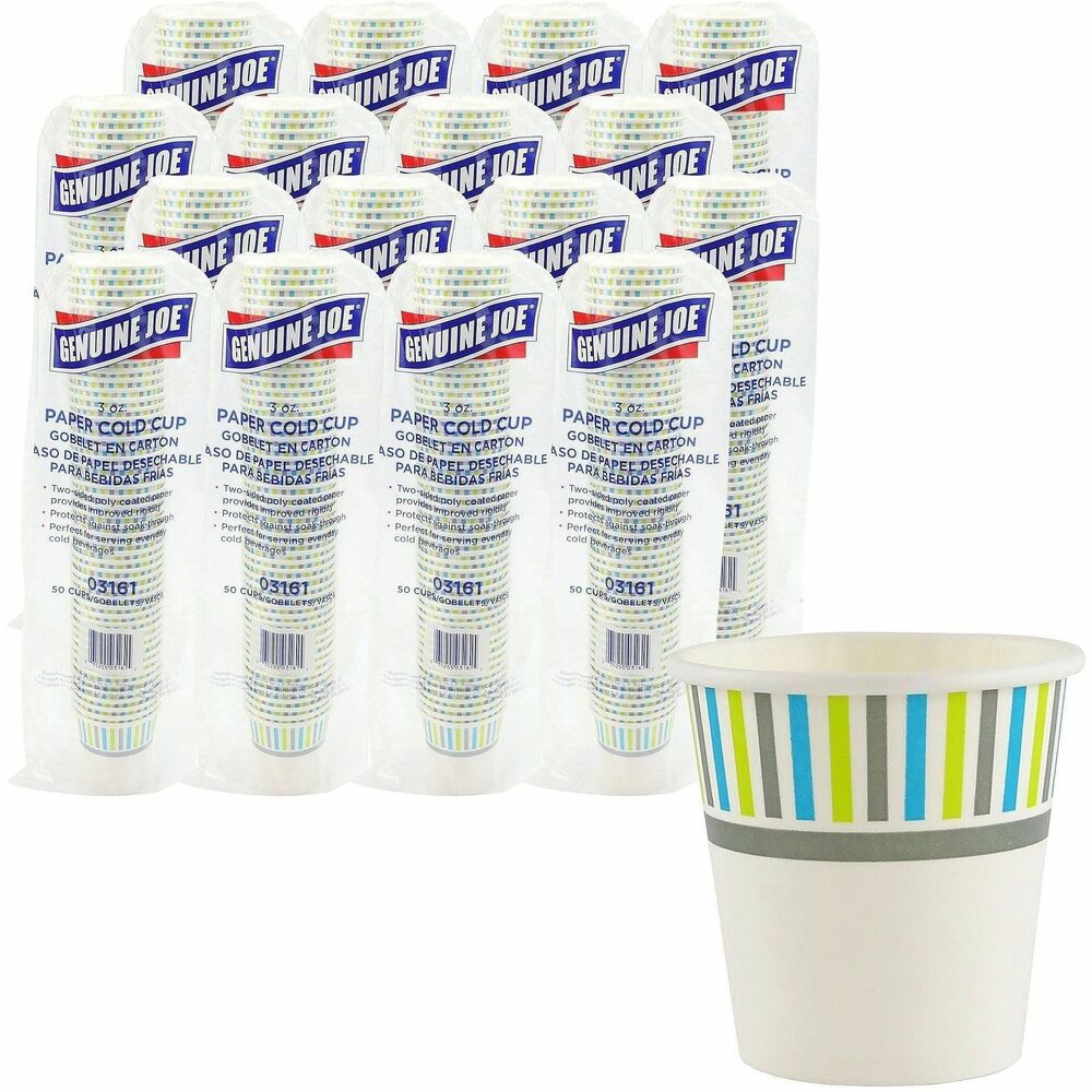 GJO03161CT - Cold paper cups feature a two-sided coating that improves rigidity to prevent messy spills. Durable design also protects against soak-through to hold liquids for longer. Disposable material allows quick cleanup after each use. Cold cups are perfect for serving everyday cold beverages.